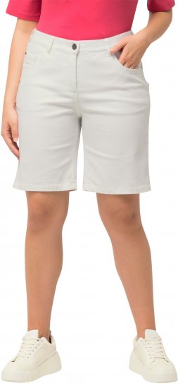 Ulla Popken Basic Denim Mandy Bermuda Shorts Snow White - Jeans & Broeken in Grote Maten – Plus Size - 