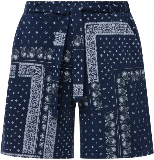 Ulla Popken Paisley Pull On Shorts Blue - Jeans & Broeken in Grote Maten – Plus Size - 