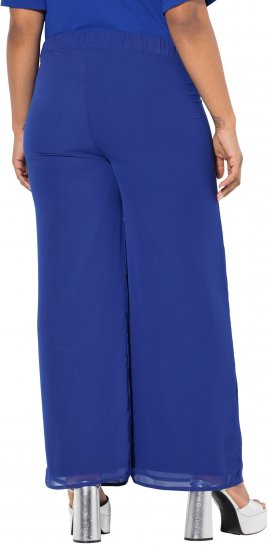 Ulla Popken Layered Chiffon Wide Leg Pants Blue - Jeans & Broeken in Grote Maten – Plus Size - 