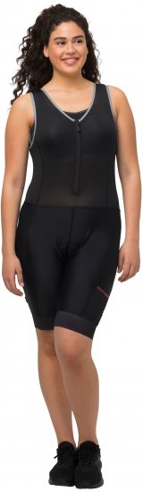 Ulla Popken Padded Cycling Zip Front Bodysuit Black - Jeans & Broeken in Grote Maten – Plus Size - 