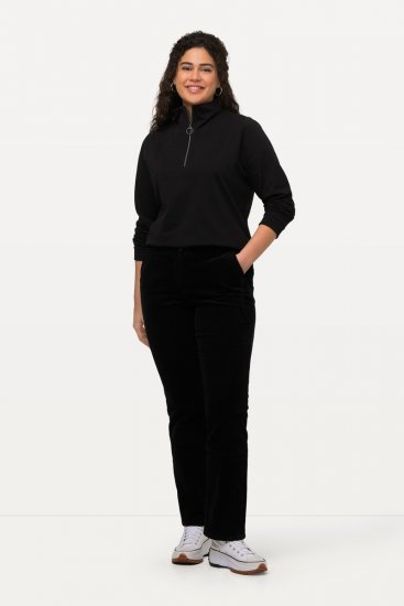 Ulla Popken Mandy Corduroy Pants Black - Broeken - Dames broeken in grote maten