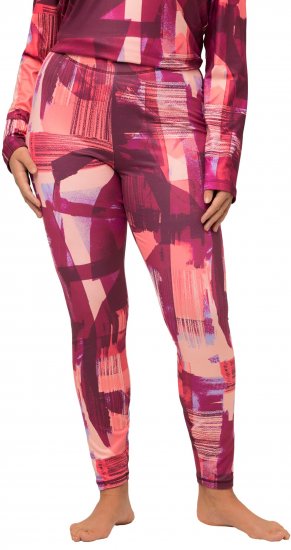 Ulla Popken Abstract Print Ski Leggings Red - Jeans & Broeken in Grote Maten – Plus Size - 
