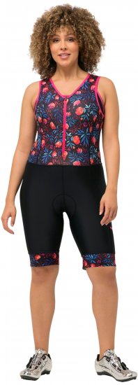 Ulla Popken Functional Padded Zip Front Cycling Leotard Black - Jeans & Broeken in Grote Maten – Plus Size - 