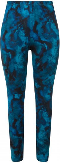 Ulla Popken Ink Print Functional Ski Leggings Blue - Jeans & Broeken in Grote Maten – Plus Size - 