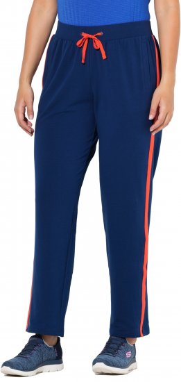 Ulla Popken Side Stripe Joggers Blue - Jeans & Broeken in Grote Maten – Plus Size - 