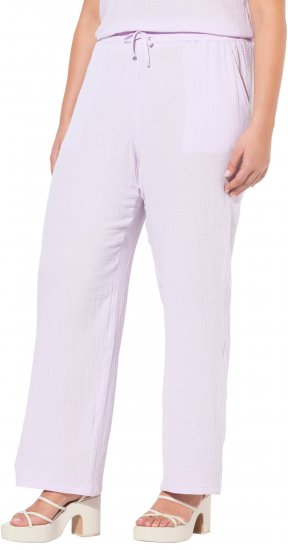 Ulla Popken Muslin Pull On Pants Purple - Jeans & Broeken in Grote Maten – Plus Size - 