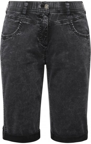 Ulla Popken Denim Acid Wash Bermuda Shorts Black - Jeans & Broeken in Grote Maten – Plus Size - 