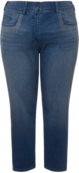 Ulla Popken Rhinestone Detail Stretch Fit Skinny Jeans Blue Denim - Jeans & Broeken in Grote Maten – Plus Size - 
