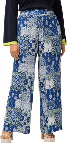 Ulla Popken Paisley Straight Leg Pull On Pants Blue - Jeans & Broeken in Grote Maten – Plus Size - 