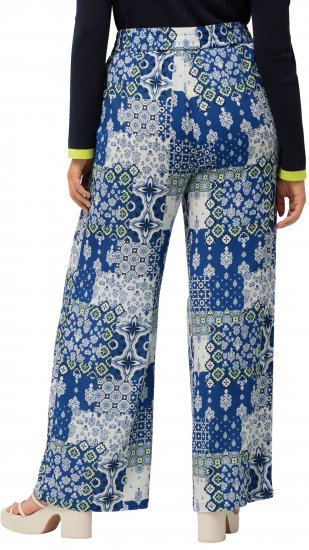 Ulla Popken Paisley Straight Leg Pull On Pants Blue - Jeans & Broeken in Grote Maten – Plus Size - 