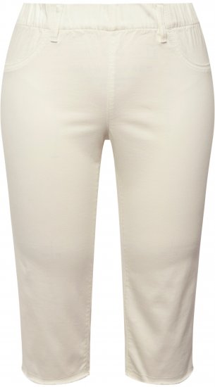 Ulla Popken Stretch Fit Raw Hem Capris Snow White - Jeans & Broeken in Grote Maten – Plus Size - 