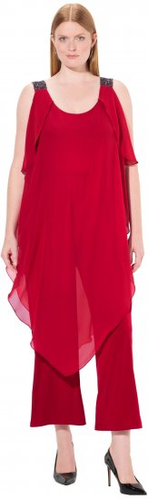 Ulla Popken Layered Chiffon Jumpsuit - Jeans & Broeken in Grote Maten – Plus Size - 