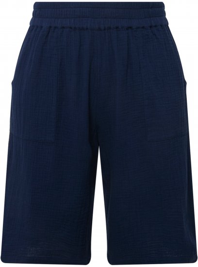 Ulla Popken Muslin Elastic Waist Wide Leg Shorts Blue - Jeans & Broeken in Grote Maten – Plus Size - 