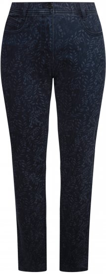 Ulla Popken Leaf Print Boyfriend Jeans Blue - Jeans & Broeken in Grote Maten – Plus Size - 