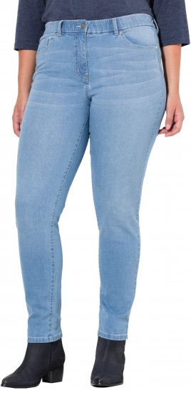 Ulla Popken Rhinestone Detail Stretch Fit Jeans Light Blue Denim - Jeans & Broeken in Grote Maten – Plus Size - 