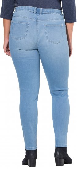 Ulla Popken Rhinestone Detail Stretch Fit Jeans Light Blue Denim - Jeans & Broeken in Grote Maten – Plus Size - 
