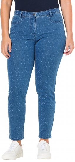 Ulla Popken Polka Dot Stretch Fit Jeans Blue Denim - Jeans & Broeken in Grote Maten – Plus Size - 