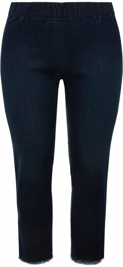 Ulla Popken Cropped Raw Hem Jeggings Denim Blue - Jeans & Broeken in Grote Maten – Plus Size - 