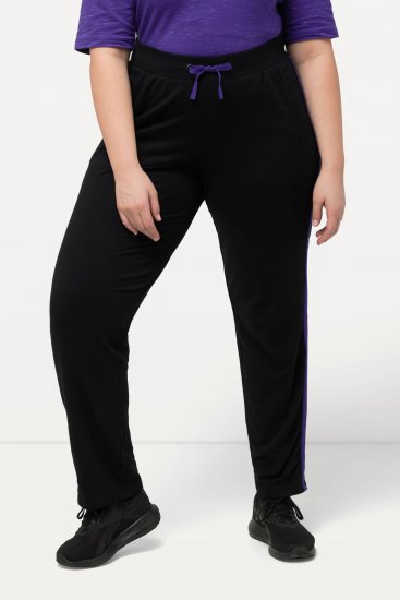 Ulla Popken Striped Elastic Waist Sweatpants Black - Jeans & Broeken in Grote Maten – Plus Size - 