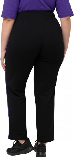 Ulla Popken Striped Elastic Waist Sweatpants Black - Jeans & Broeken in Grote Maten – Plus Size - 