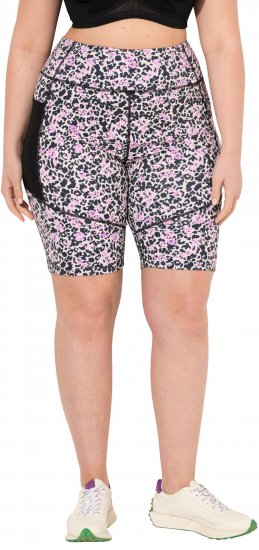 Ulla Popken Leopard Print Quick Drying Shorts Black - Jeans & Broeken in Grote Maten – Plus Size - 