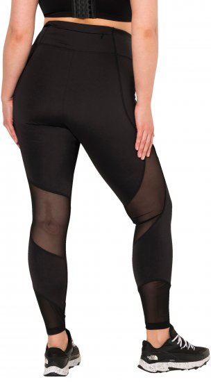 Ulla Popken Mesh Panel Leggings Black - Jeans & Broeken in Grote Maten – Plus Size - 