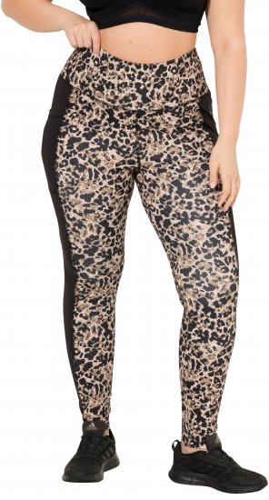 Ulla Popken Leopard Print Quick Drying Leggings Orange - Jeans & Broeken in Grote Maten – Plus Size - 