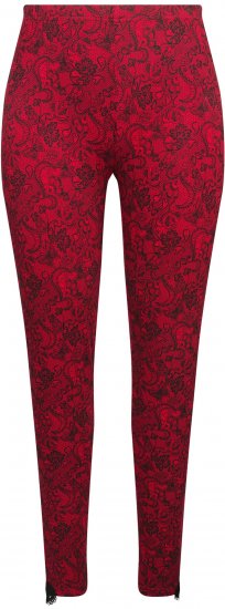 Ulla Popken Lace Print Leggings Red - Jeans & Broeken in Grote Maten – Plus Size - 
