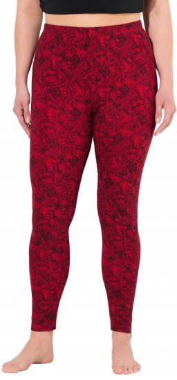Ulla Popken Lace Print Leggings Red - Jeans & Broeken in Grote Maten – Plus Size - 
