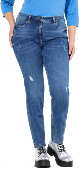 Ulla Popken Lightly Distressed Slim Leg Jeans Blue - Jeans & Broeken in Grote Maten – Plus Size - 