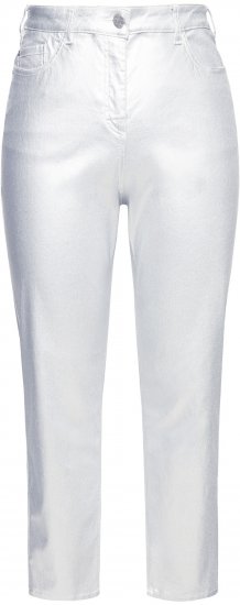 Ulla Popken Metallic Stretch Fit Mom Jeans Silver - Jeans & Broeken in Grote Maten – Plus Size - 