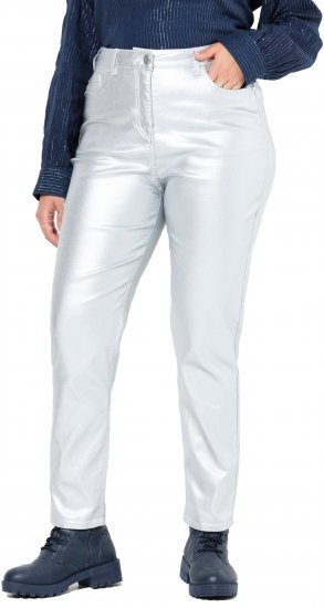 Ulla Popken Metallic Stretch Fit Mom Jeans Silver - Jeans & Broeken in Grote Maten – Plus Size - 