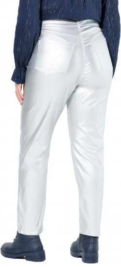 Ulla Popken Metallic Stretch Fit Mom Jeans Silver - Jeans & Broeken in Grote Maten – Plus Size - 