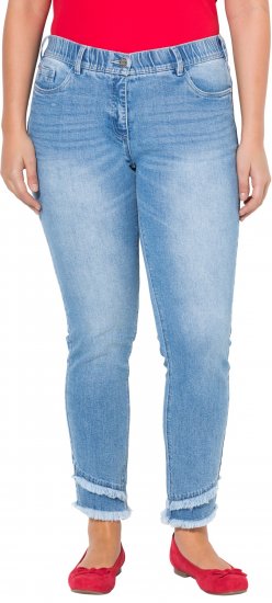 Ulla Popken Double Fringe Hem Stretch Fit Jeans Light Blue Denim - Jeans & Broeken in Grote Maten – Plus Size - 