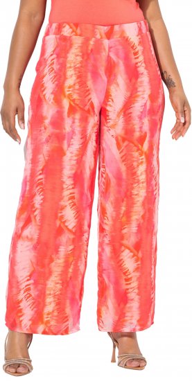 Ulla Popken Feather Batik Print Layered Chiffon Pants - Jeans & Broeken in Grote Maten – Plus Size - 