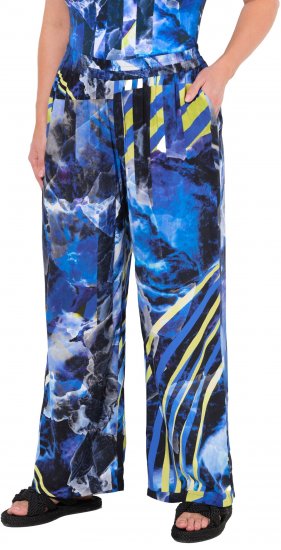 Ulla Popken Blue Stroke Wide Leg Palazzo Pants - Jeans & Broeken in Grote Maten – Plus Size - 