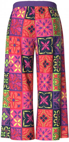 Ulla Popken Tile Print Wide Leg Palazzo Pants Purple - Jeans & Broeken in Grote Maten – Plus Size - 