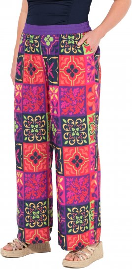 Ulla Popken Tile Print Wide Leg Palazzo Pants Purple - Jeans & Broeken in Grote Maten – Plus Size - 