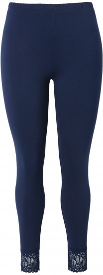 Ulla Popken Lace Trim Leggings Navy - Jeans & Broeken in Grote Maten – Plus Size - 