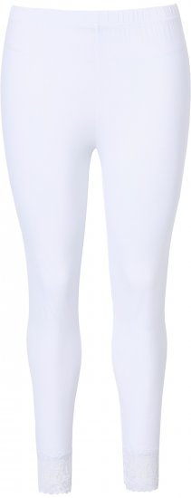 Ulla Popken Lace Trim Leggings White - Jeans & Broeken in Grote Maten – Plus Size - 