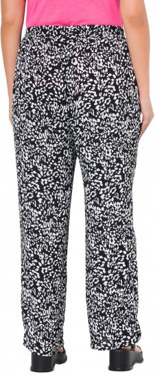 Ulla Popken Leopard Print Elastic Waist Pants Black - Jeans & Broeken in Grote Maten – Plus Size - 
