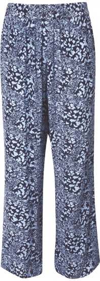 Ulla Popken Patch Print Elastic Waist Pants Navy - Jeans & Broeken in Grote Maten – Plus Size - 