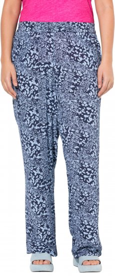 Ulla Popken Patch Print Elastic Waist Pants Navy - Jeans & Broeken in Grote Maten – Plus Size - 