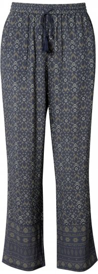 Ulla Popken Geometric Print Elastic Waist Pants Navy - Jeans & Broeken in Grote Maten – Plus Size - 