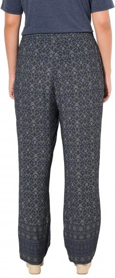 Ulla Popken Geometric Print Elastic Waist Pants Navy - Jeans & Broeken in Grote Maten – Plus Size - 