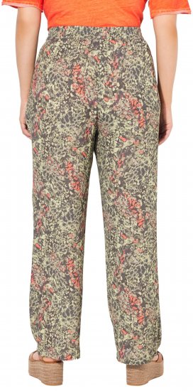 Ulla Popken Crocodile Print Elastic Waist Pants Olive Grey - Jeans & Broeken in Grote Maten – Plus Size - 
