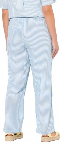 Ulla Popken Seersucker Elastic Waist Pants Blue - Jeans & Broeken in Grote Maten – Plus Size - 