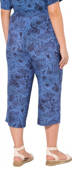 Ulla Popken Italy Print Elastic Waist Culottes Blue - Jeans & Broeken in Grote Maten – Plus Size - 