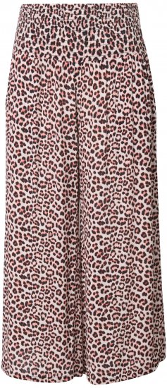 Ulla Popken Rose Wide Leg Elastic Waist Leopard Pattern Culottes White - Jeans & Broeken in Grote Maten – Plus Size - 