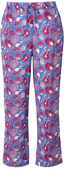 Ulla Popken Seashell Print Elastic Waist Pants Blue - Jeans & Broeken in Grote Maten – Plus Size - 